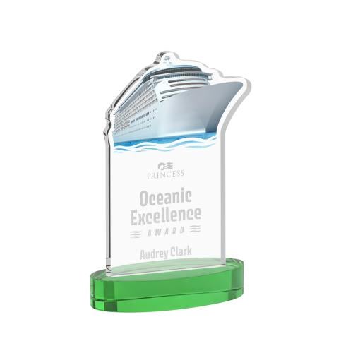 Corporate Awards - Crystal Awards - Voyager Green on Alberton Base Abstract / Misc Crystal Award