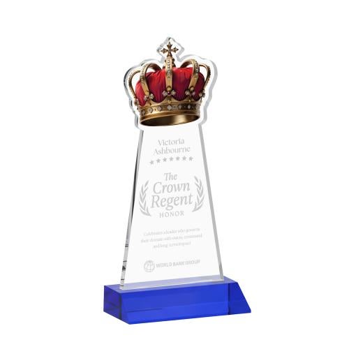 Corporate Awards - Crystal Awards - Crown Blue Abstract / Misc Crystal Award
