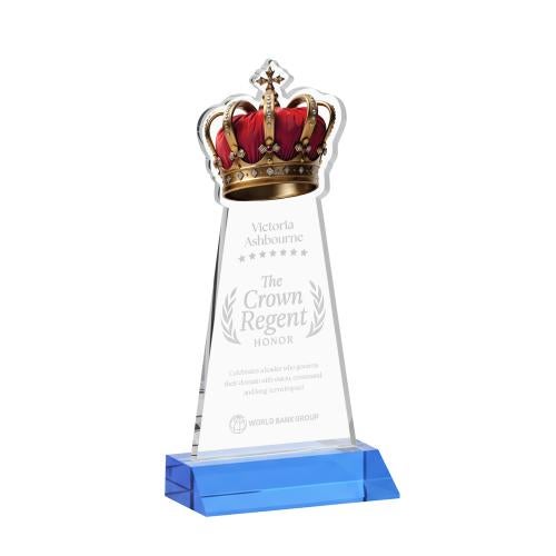 Corporate Awards - Crystal Awards - Crown Sky Blue Abstract / Misc Crystal Award