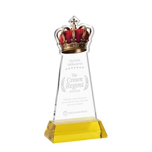 Corporate Awards - Crystal Awards - Crown Gold on Hartford Base Abstract / Misc Crystal Award