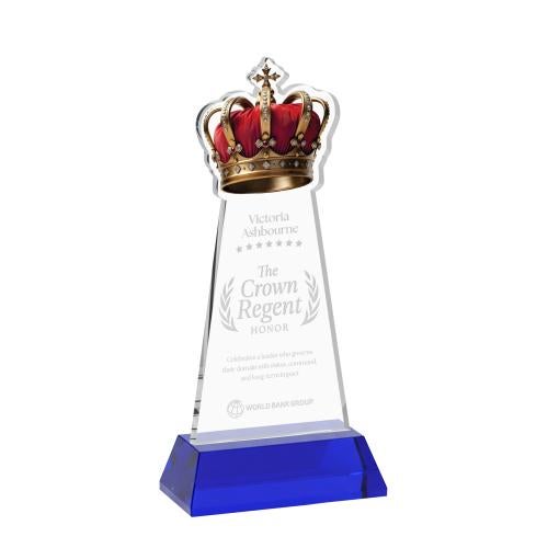 Corporate Awards - Crystal Awards - Crown Blue on Hartford Base Abstract / Misc Crystal Award