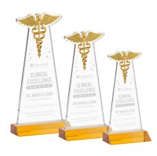 Caduceus Amber Abstract / Misc Crystal Award - Corporate Awards