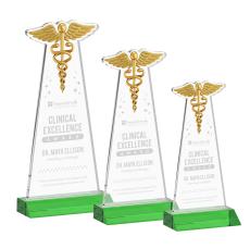 Caduceus Green Abstract / Misc Crystal Award - Corporate Awards