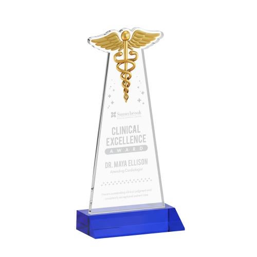 Corporate Awards - Crystal Awards - Caduceus Blue Abstract / Misc Crystal Award
