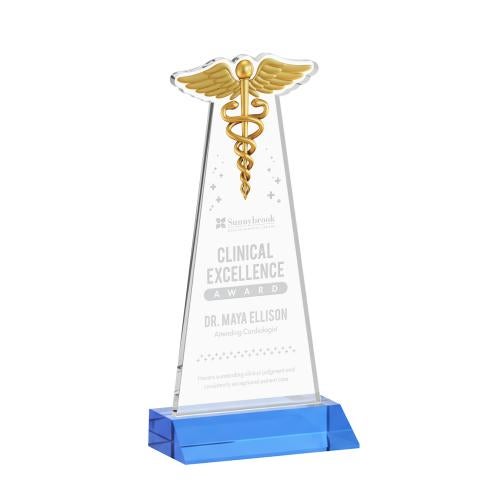 Corporate Awards - Crystal Awards - Caduceus Sky Blue Abstract / Misc Crystal Award
