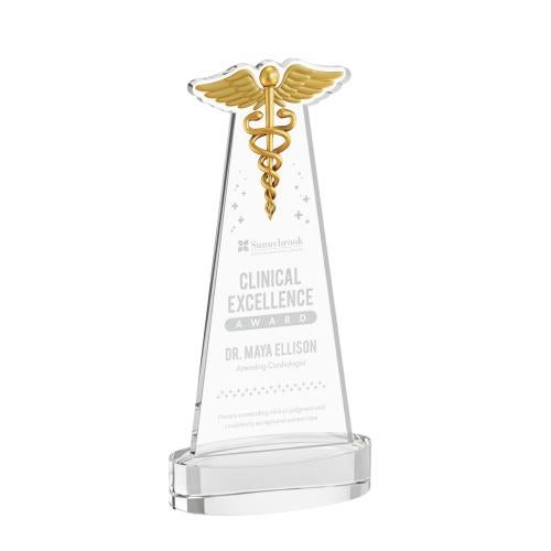 Corporate Awards - Crystal Awards - Caduceus Clear on Alberton Base Abstract / Misc Crystal Award