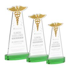 Caduceus Green on Alberton Base Abstract / Misc Crystal Award - Corporate Awards