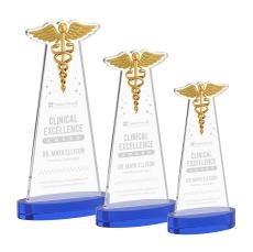 Caduceus Blue on Alberton Base Abstract / Misc Crystal Award - Corporate Awards