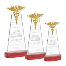 Caduceus Red on Alberton Base Abstract / Misc Crystal Award - Corporate Awards