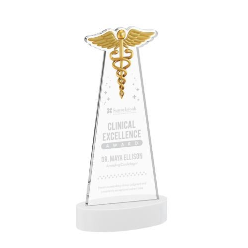 Corporate Awards - Crystal Awards - Caduceus White on Alberton Base Abstract / Misc Crystal Award