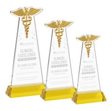 Caduceus Gold on Hartford Base Abstract / Misc Crystal Award - Corporate Awards