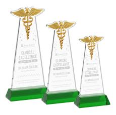 Caduceus Green on Hartford Base Abstract / Misc Crystal Award - Corporate Awards