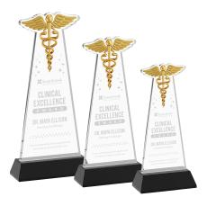 Caduceus Black on Hartford Base Abstract / Misc Crystal Award - Corporate Awards
