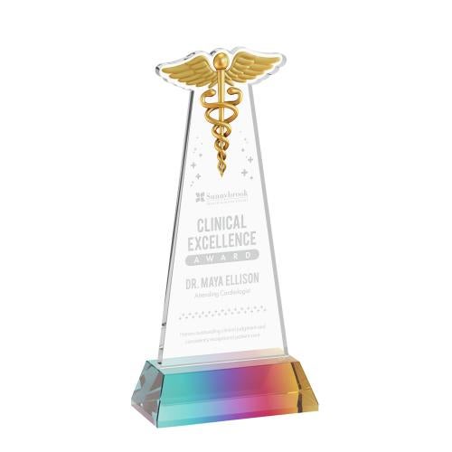 Corporate Awards - Crystal Awards - Caduceus Prismatic on Hartford Base Abstract / Misc Crystal Award