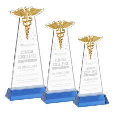 Caduceus Sky Blue on Hartford Base Abstract / Misc Crystal Award - Newest Additions