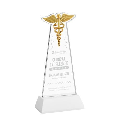 Corporate Awards - Crystal Awards - Caduceus White on Hartford Base Abstract / Misc Crystal Award