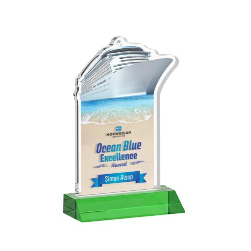 Corporate Awards - Crystal Awards - Voyager Full Color Green Abstract / Misc Crystal Award