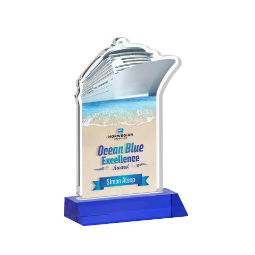 Corporate Awards - Crystal Awards - Voyager Full Color Blue Abstract / Misc Crystal Award