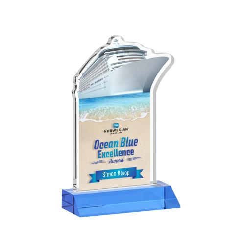 Corporate Awards - Crystal Awards - Voyager Full Color Sky Blue Abstract / Misc Crystal Award