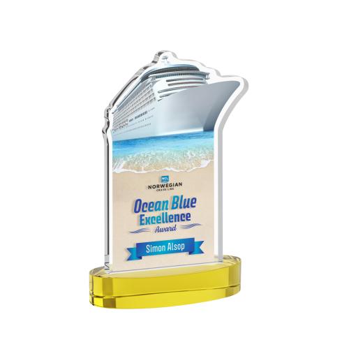 Corporate Awards - Crystal Awards - Voyager Full Color Gold on Alberton Base Abstract / Misc Crystal Award