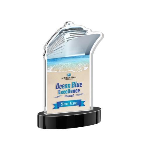 Corporate Awards - Crystal Awards - Voyager Full Color Black on Alberton Base Abstract / Misc Crystal Award