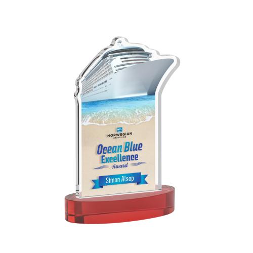 Corporate Awards - Crystal Awards - Voyager Full Color Red on Alberton Base Abstract / Misc Crystal Award