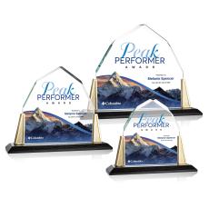 Avalon Full Color Gold Arch & Crescent Crystal Award - Metal Awards