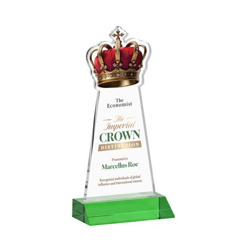 Corporate Awards - Crystal Awards - Crown Full Color Green Abstract / Misc Crystal Award