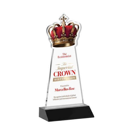Corporate Awards - Crystal Awards - Crown Full Color Black Abstract / Misc Crystal Award
