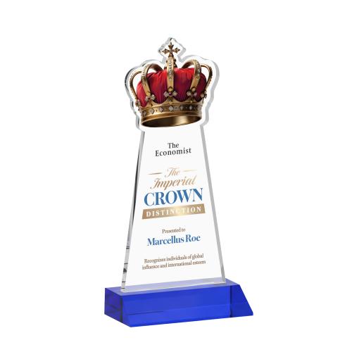 Corporate Awards - Crystal Awards - Crown Full Color Blue Abstract / Misc Crystal Award