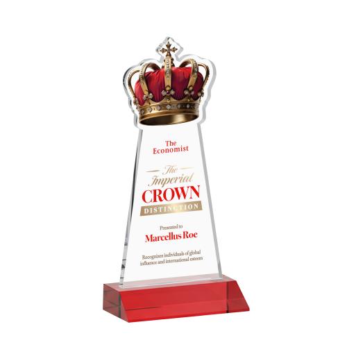 Corporate Awards - Crystal Awards - Crown Full Color Red Abstract / Misc Crystal Award