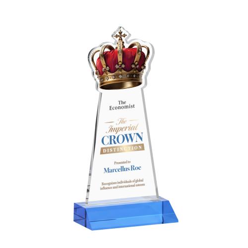 Corporate Awards - Crystal Awards - Crown Full Color Sky Blue Abstract / Misc Crystal Award