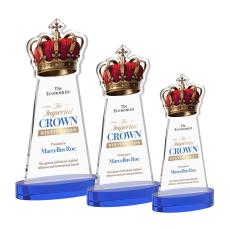 Crown Full Color Blue on Alberton Base Abstract / Misc Crystal Award - Colored Glass Awards