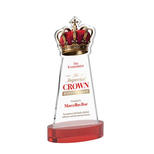 Corporate Awards - Crystal Awards - Crown Full Color Red on Alberton Base Abstract / Misc Crystal Award