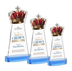 Crown Full Color Sky Blue on Alberton Base Abstract / Misc Crystal Award - Newest Additions