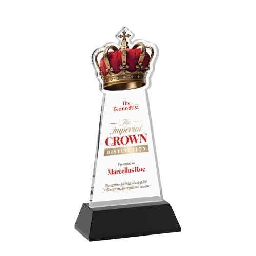 Corporate Awards - Crystal Awards - Crown Full Color Black on Hartford Base Abstract / Misc Crystal Award