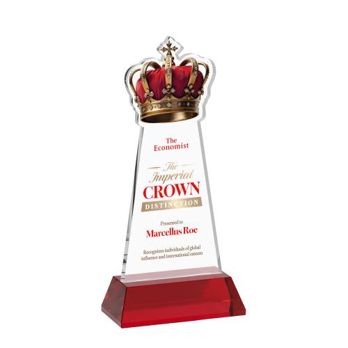 Corporate Awards - Crystal Awards - Crown Full Color Red on Hartford Base Abstract / Misc Crystal Award