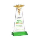 Caduceus Full Color Green Abstract / Misc Crystal Award