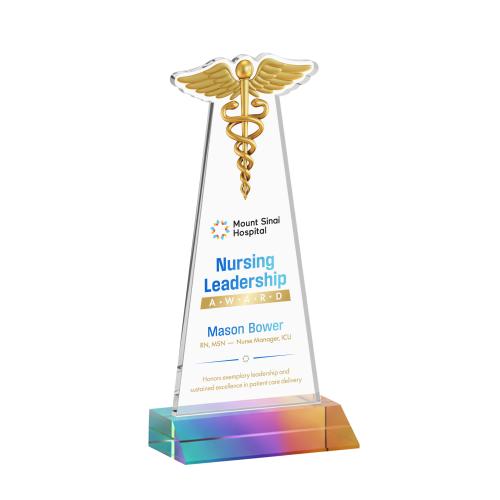 Corporate Awards - Crystal Awards - Caduceus Full Color Prismatic Abstract / Misc Crystal Award