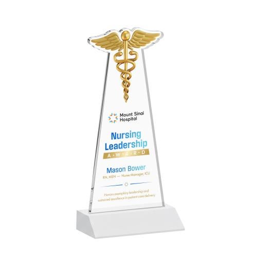 Corporate Awards - Crystal Awards - Caduceus Full Color White Abstract / Misc Crystal Award