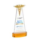Caduceus Full Color Amber on Alberton Base Abstract / Misc Crystal Award