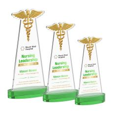 Caduceus Full Color Green on Alberton Base Abstract / Misc Crystal Award - Crystal Awards