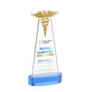 Caduceus Full Color Sky Blue on Alberton Base Abstract / Misc Crystal Award