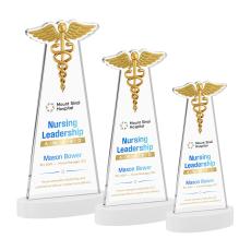 Caduceus Full Color White on Alberton Base Abstract / Misc Crystal Award - Corporate Awards