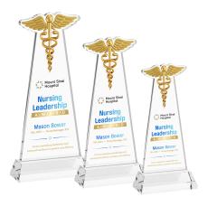Caduceus Full Color Clear on Hartford Base Abstract / Misc Crystal Award - Corporate Awards
