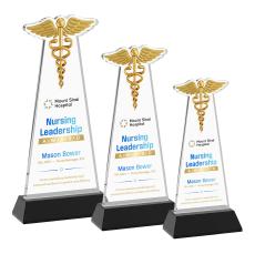 Caduceus Full Color Black on Hartford Base Abstract / Misc Crystal Award - Corporate Awards