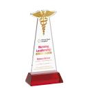Caduceus Full Color Red on Hartford Base Abstract / Misc Crystal Award