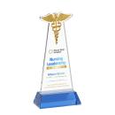Caduceus Full Color Sky Blue on Hartford Abstract / Misc Crystal Award