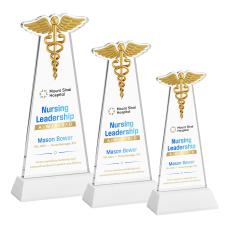 Caduceus Full Color White on Hartford Base Abstract / Misc Crystal Award - Corporate Awards