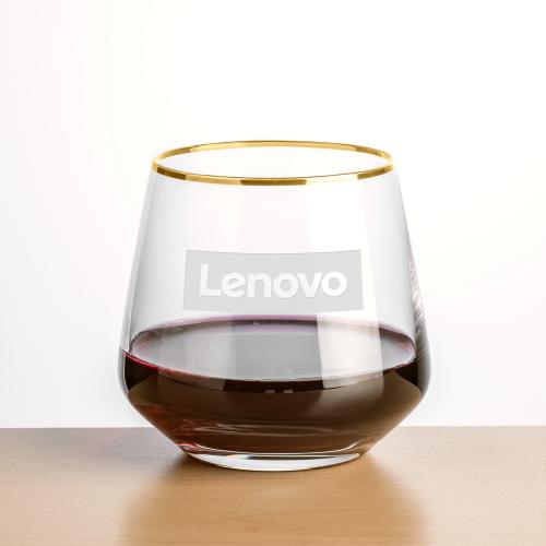 Corporate Recognition Gifts - Etched Barware - Wine Glasses - Tucson Gold Rim Stemless Wine - Deep Etch
